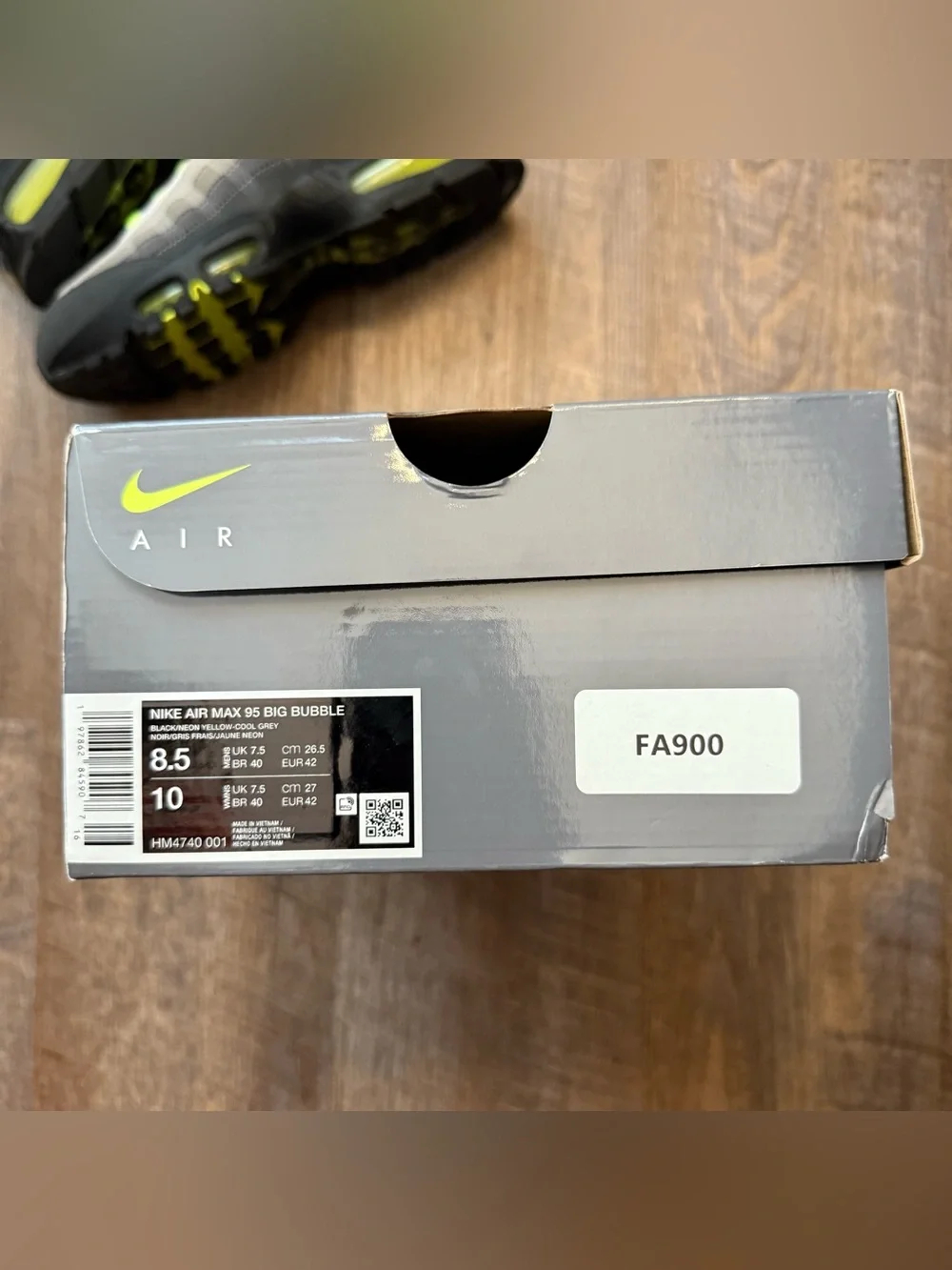 Nike Air Max 95 OG Big Bubble Neon 2025 Grey Men’s Size 8.5 Sneakers HM4740-001.